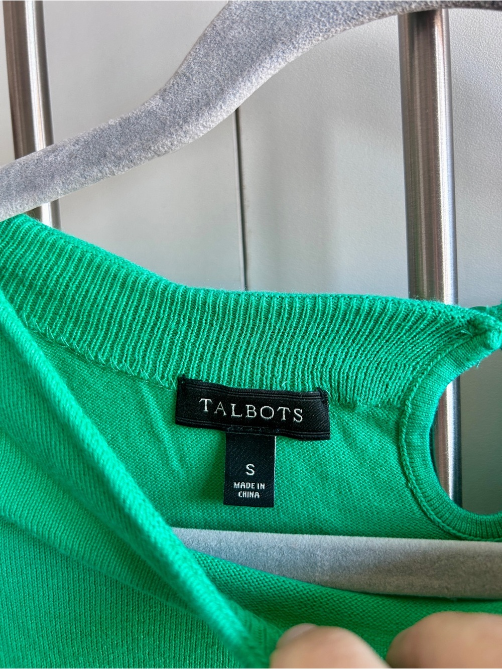 Talbots Bright Green Short-Sleeve Cotton Crewneck Top - Picture 2 of 7